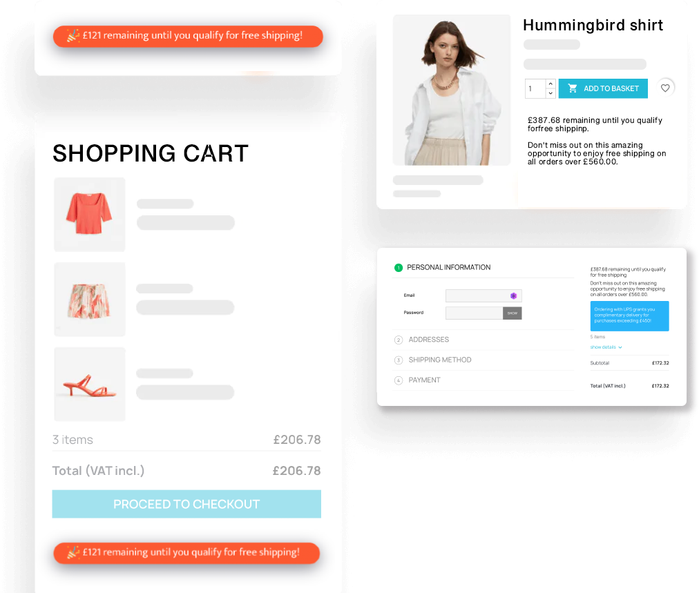 PrestaShop Free Shipping Counter feature