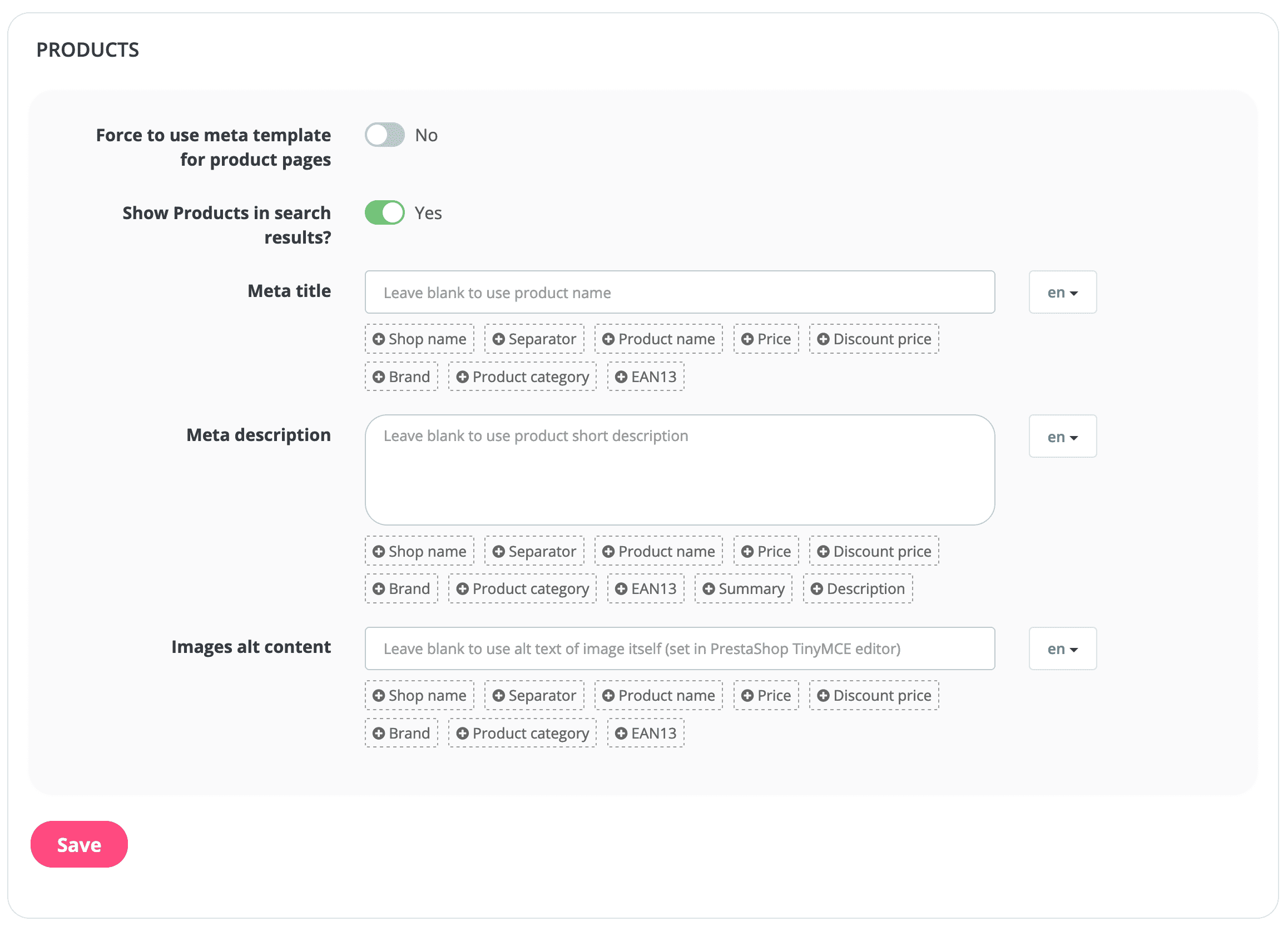 PrestaShop SEO module