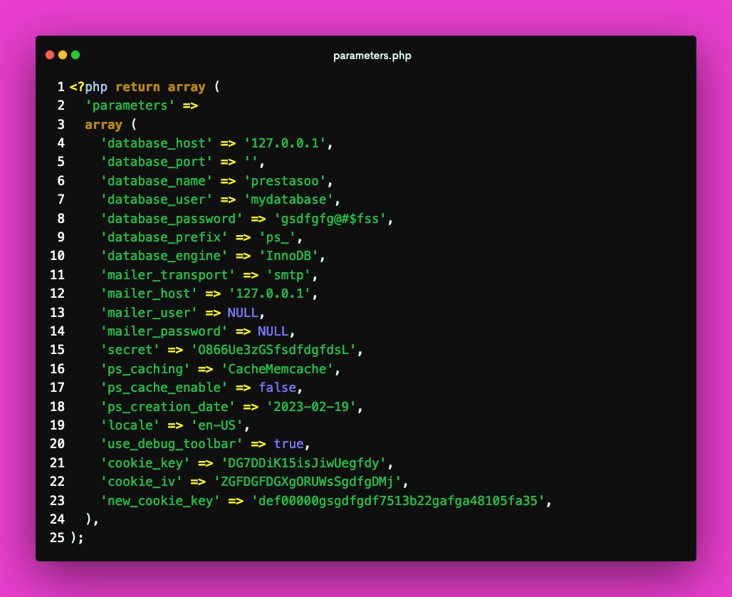PrestaShop Parameters