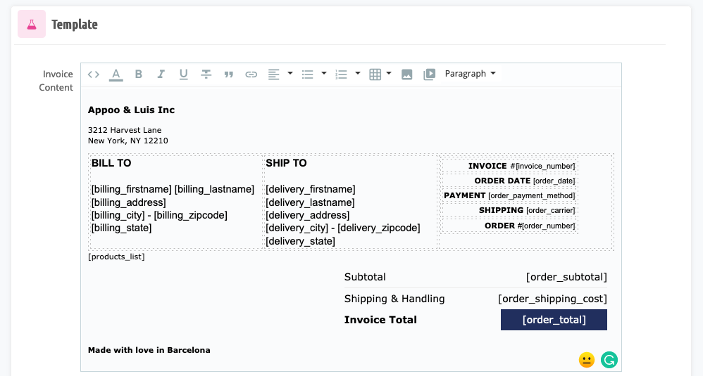 Add Static Text to Invoice
