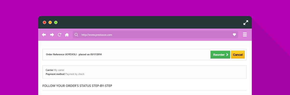 SOO Cancel Orders Prestashop module in Frontend - screenshot