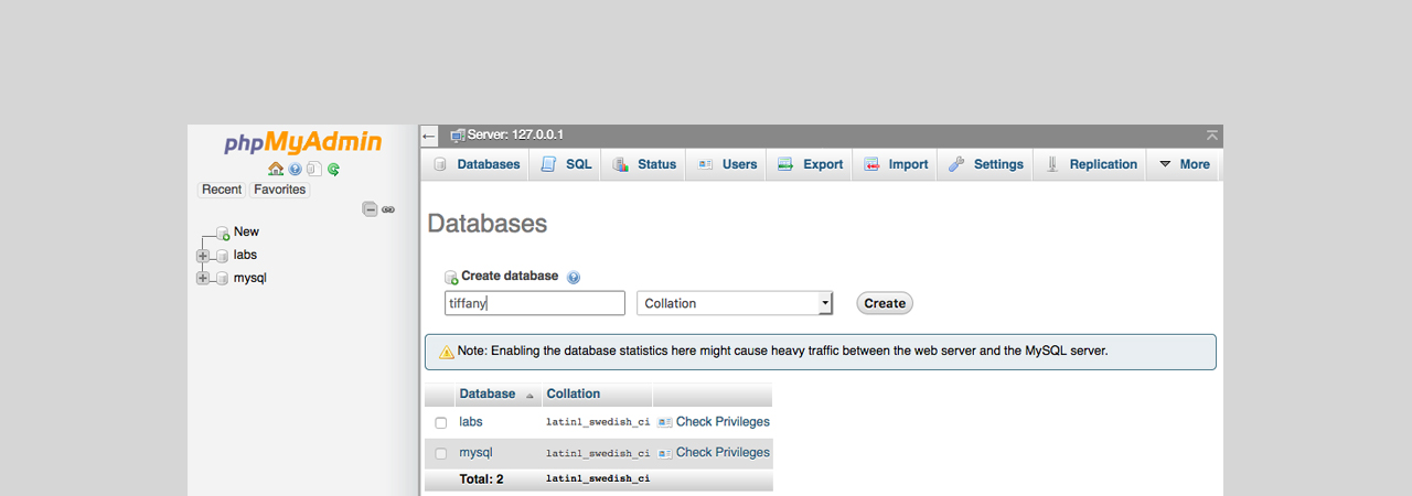 Create a Database - Prestashop Installation