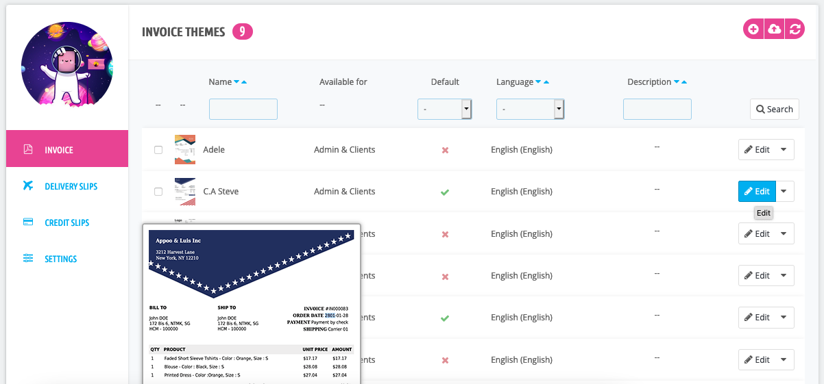 Editing PrestaShop Invoice
