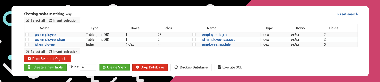 PrestaShop database