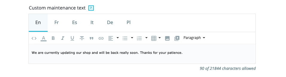 prestashop maintenance