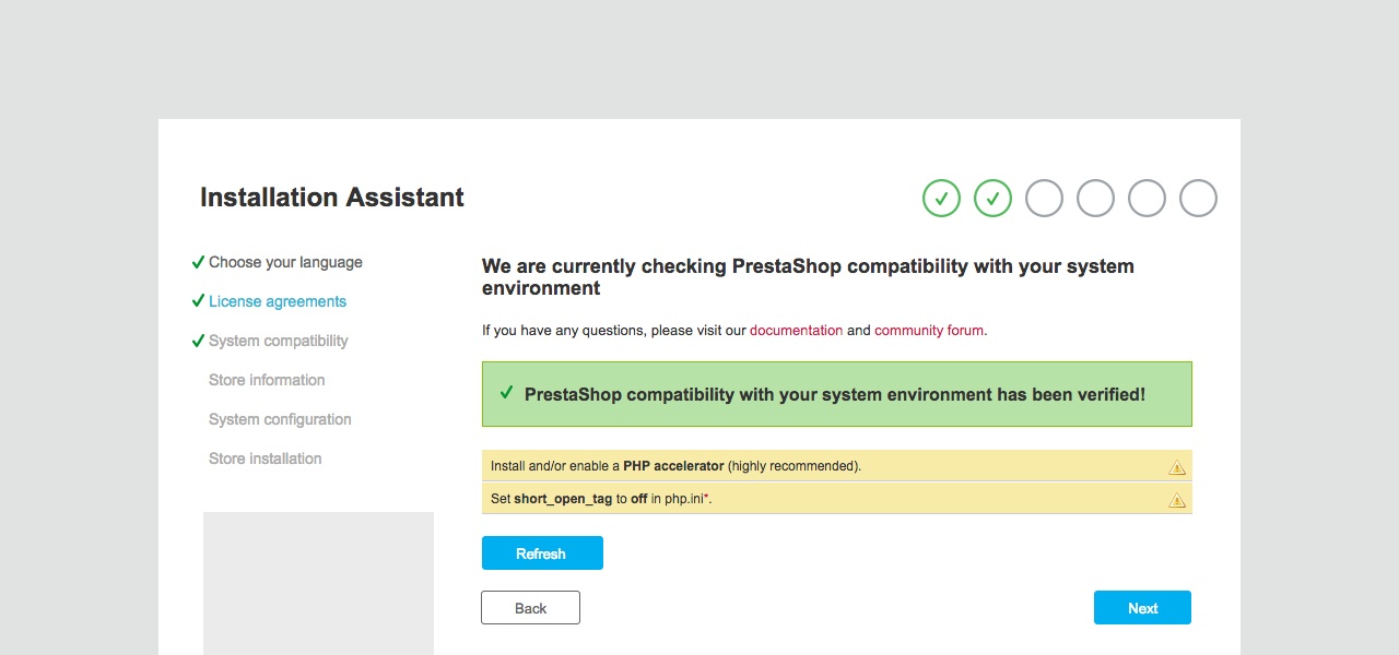 System compatibility - Prestashop Installation