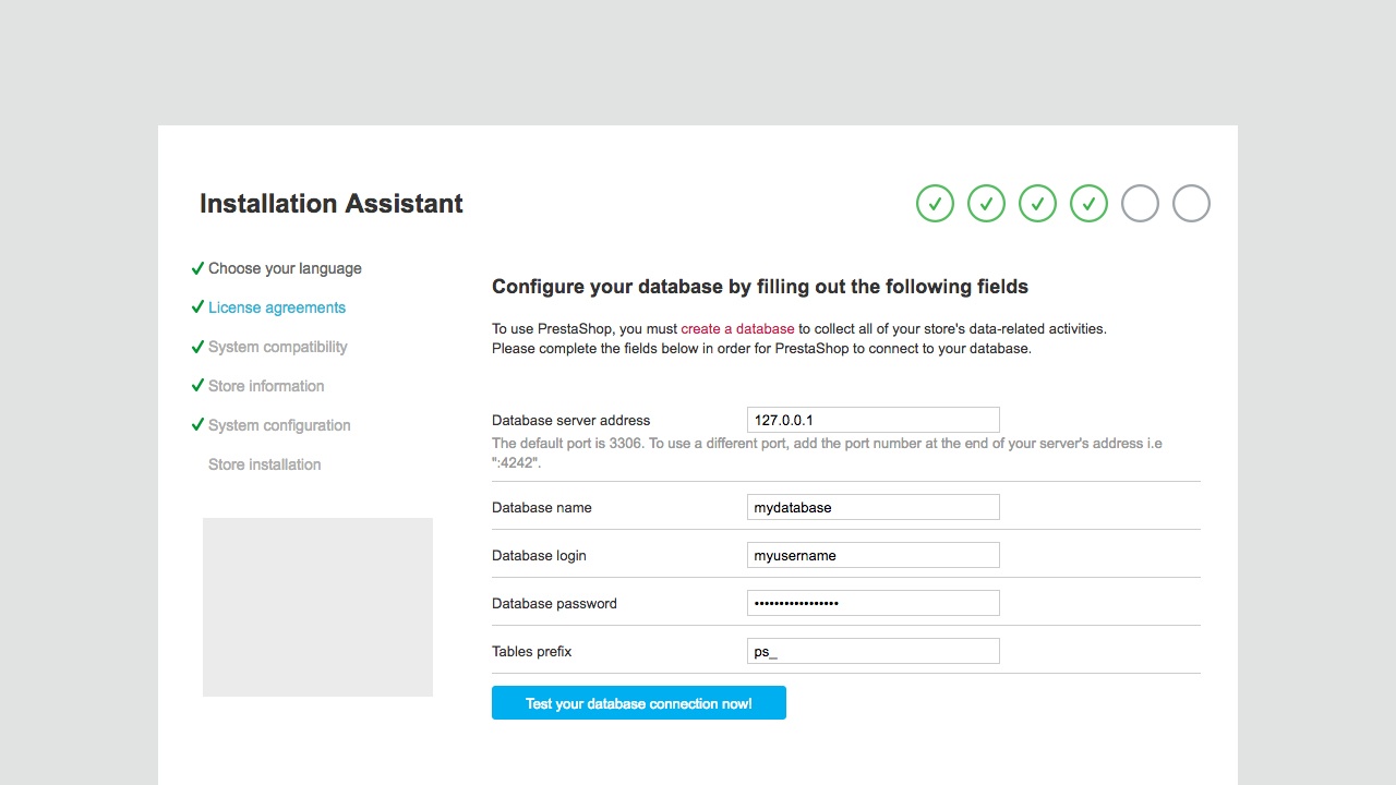 System configuration - Prestashop Installation