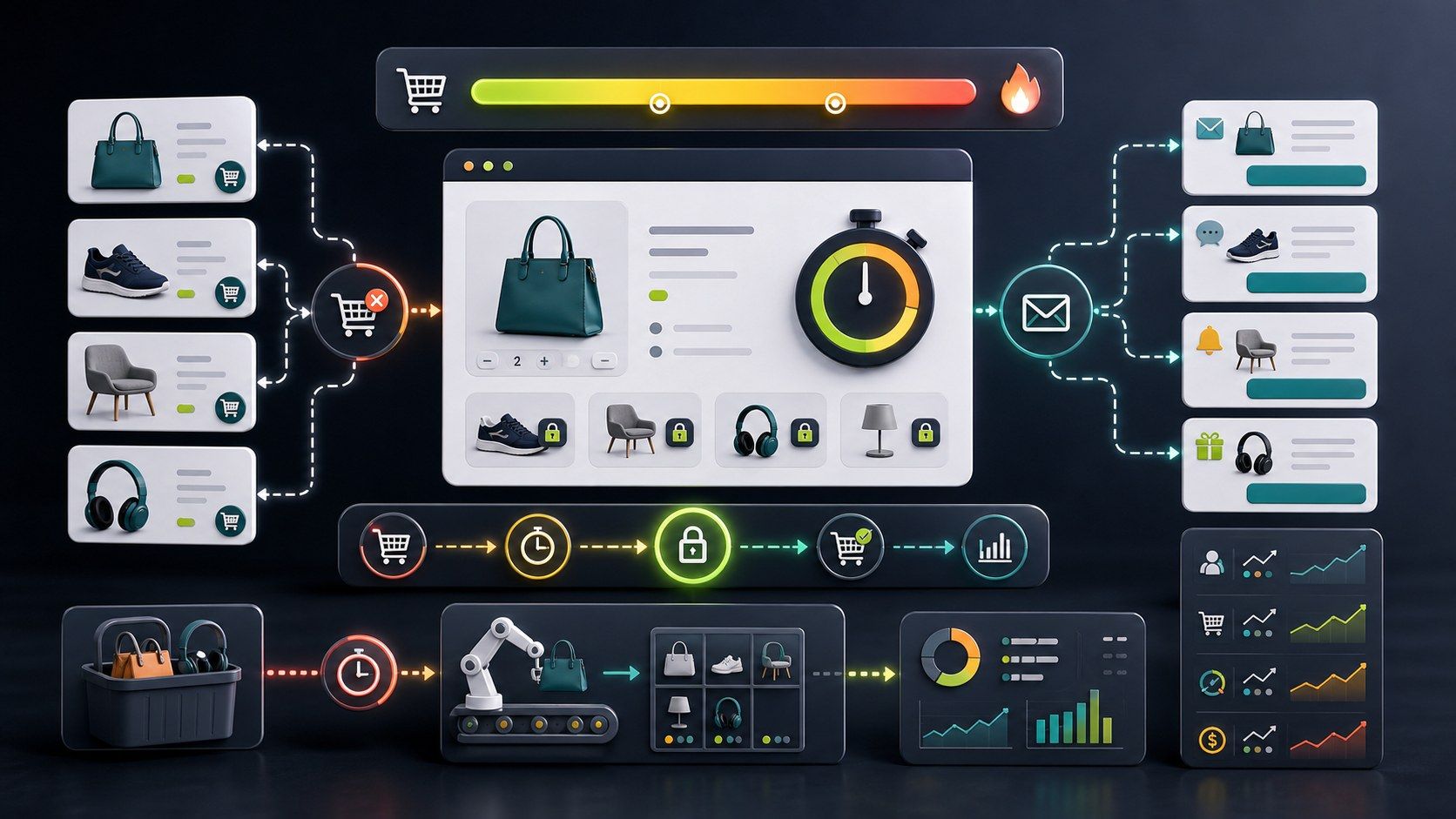 Minuteur de réservation de panier PrestaShop avec signaux d’urgence, d’inventaire et de récupération de panier abandonné