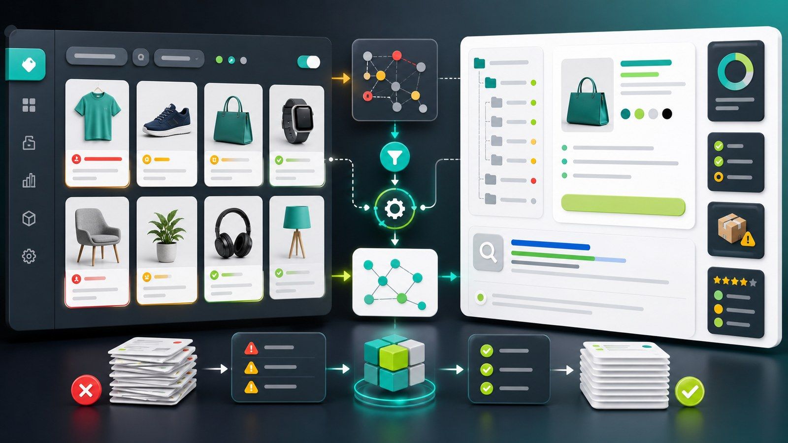 AI catalog QA workflow for stock, categories and product SEO gaps