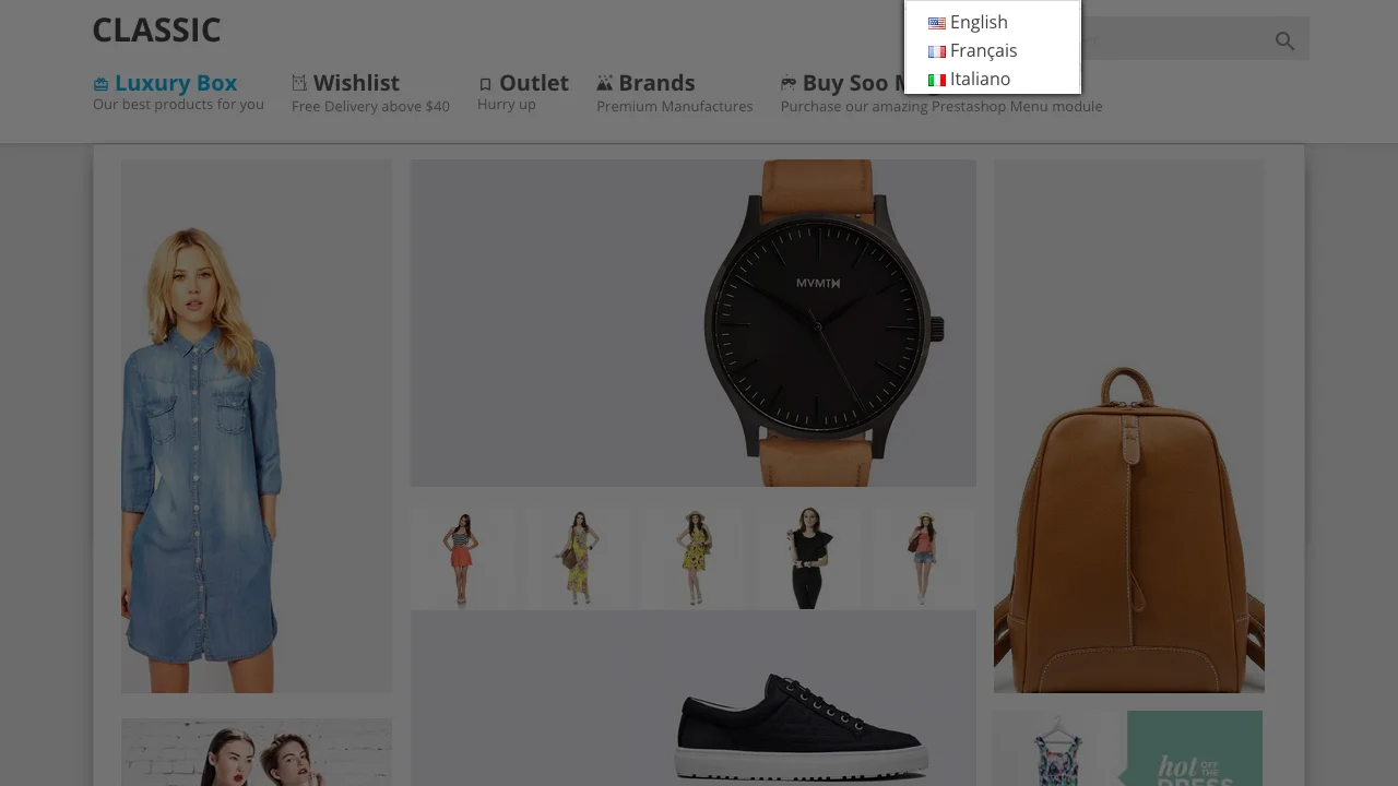 Display flags in the language switcher - Prestashop 1.6, 1.7