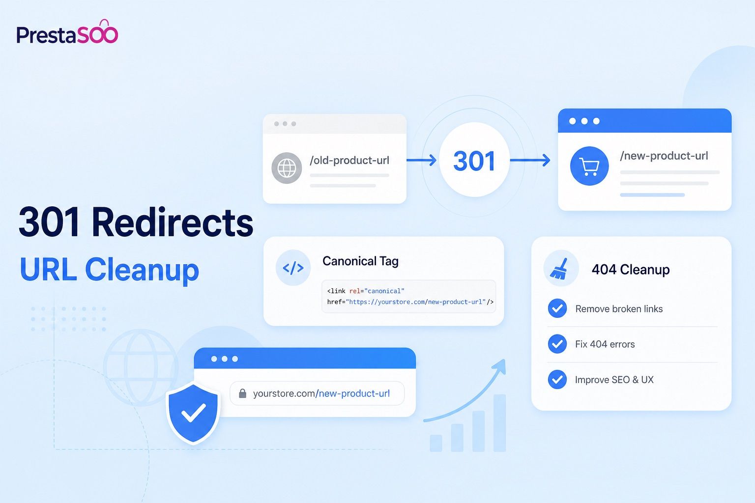 PrestaShop redirect manager and 301 URL cleanup