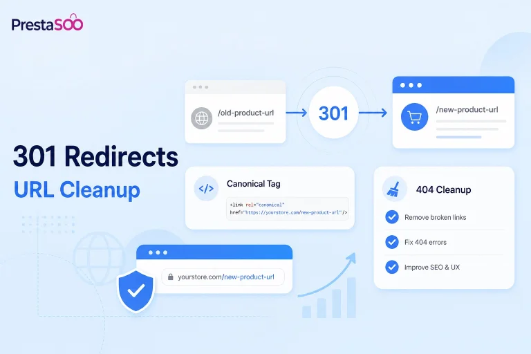 PrestaShop redirect manager and 301 URL cleanup